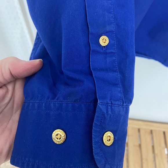 Ralph Lauren Royal Blue Casual Button Down Shirt Embroidered Crest Emblem - Picture 10 of 13